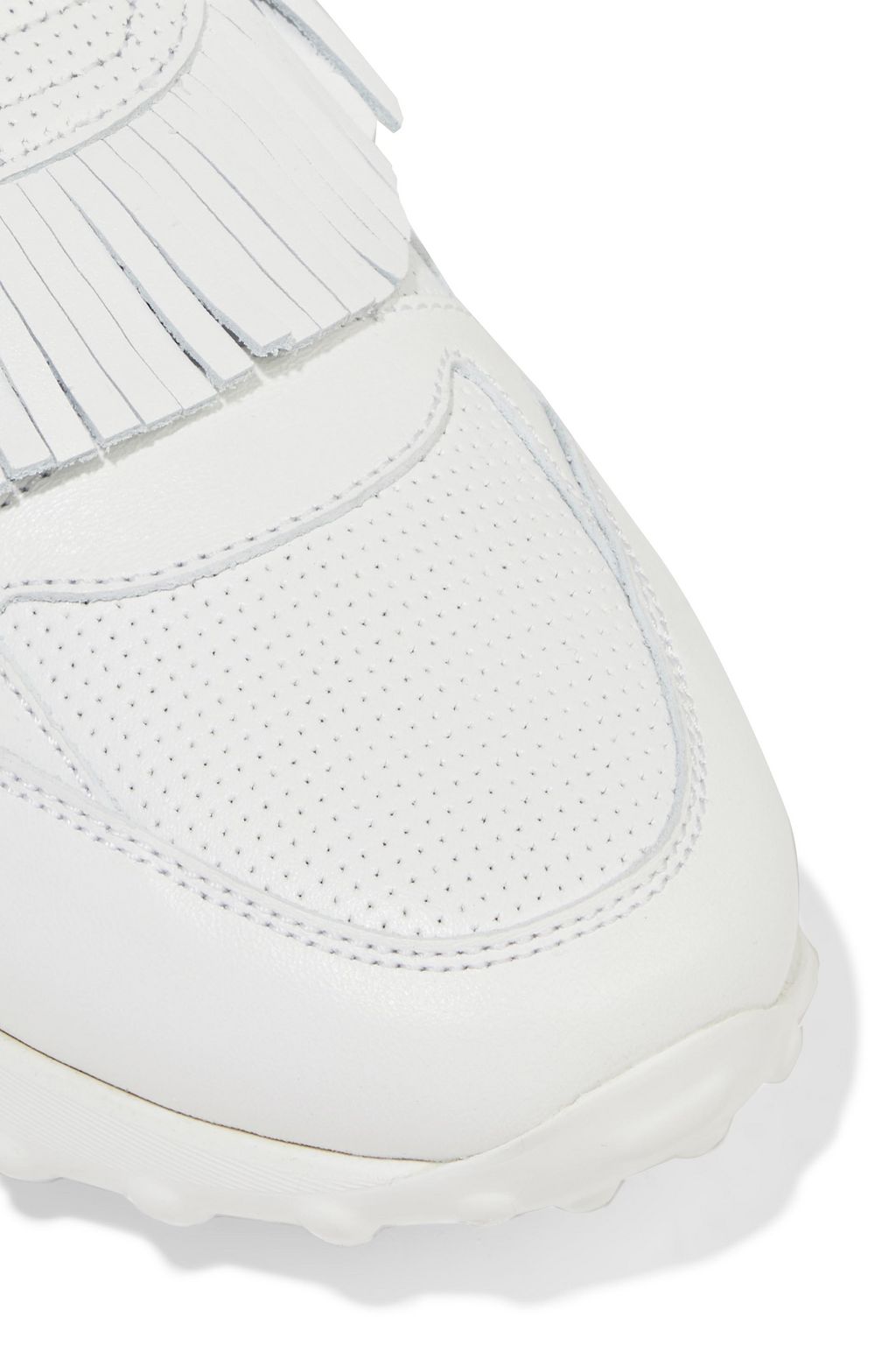 TOD'S Fringed perforated leather high-top sneakers