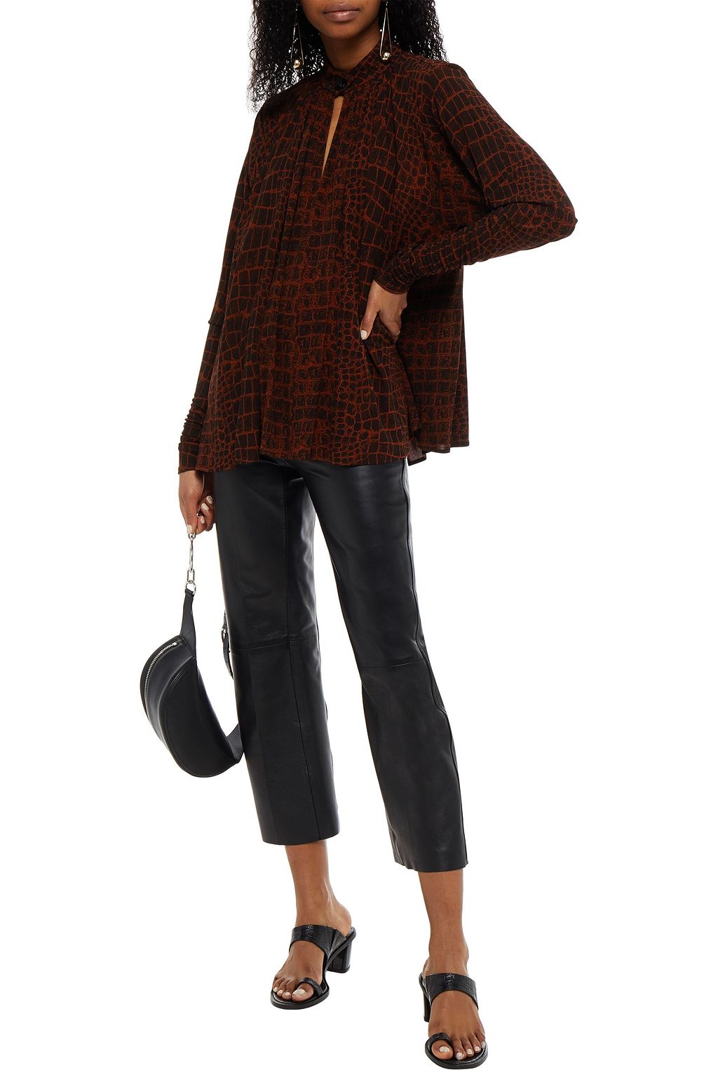 PROENZA SCHOULER Gathered printed jersey blouse