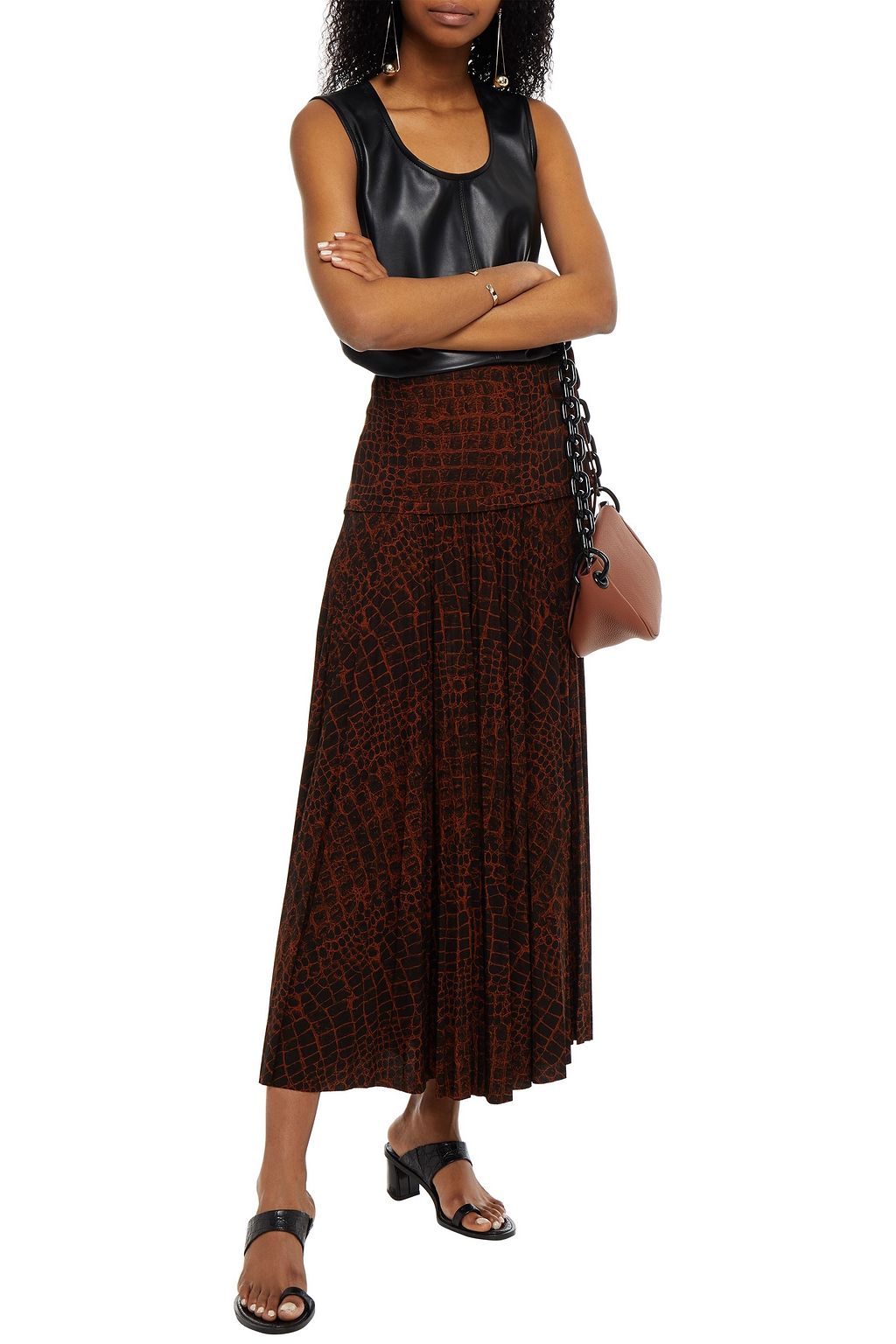 PROENZA SCHOULER Pleated printed jersey maxi skirt