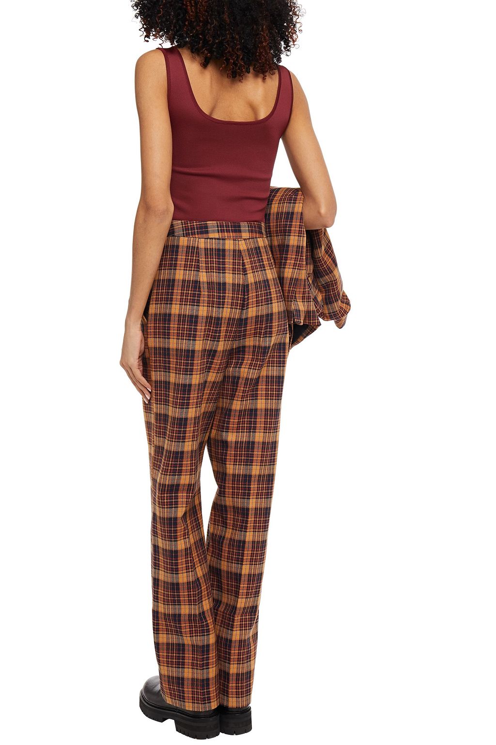 REMAIN BIRGER CHRISTENSEN Checked cotton-blend straight-leg pants