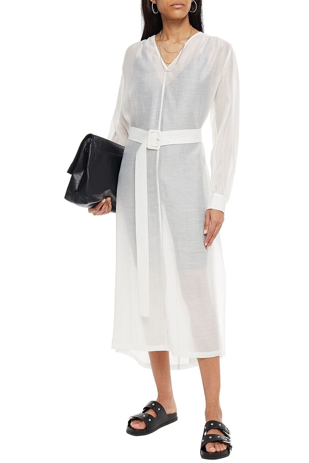 REMAIN BIRGER CHRISTENSEN Benini belted slub voile midi dress