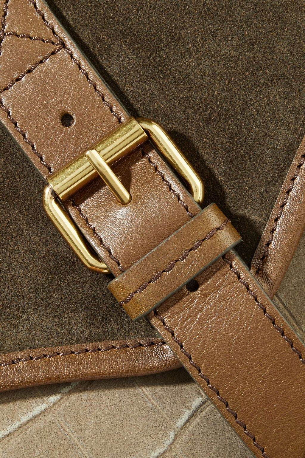 ISABEL MARANT Baroudeur croc-effect leather and suede shoulder bag