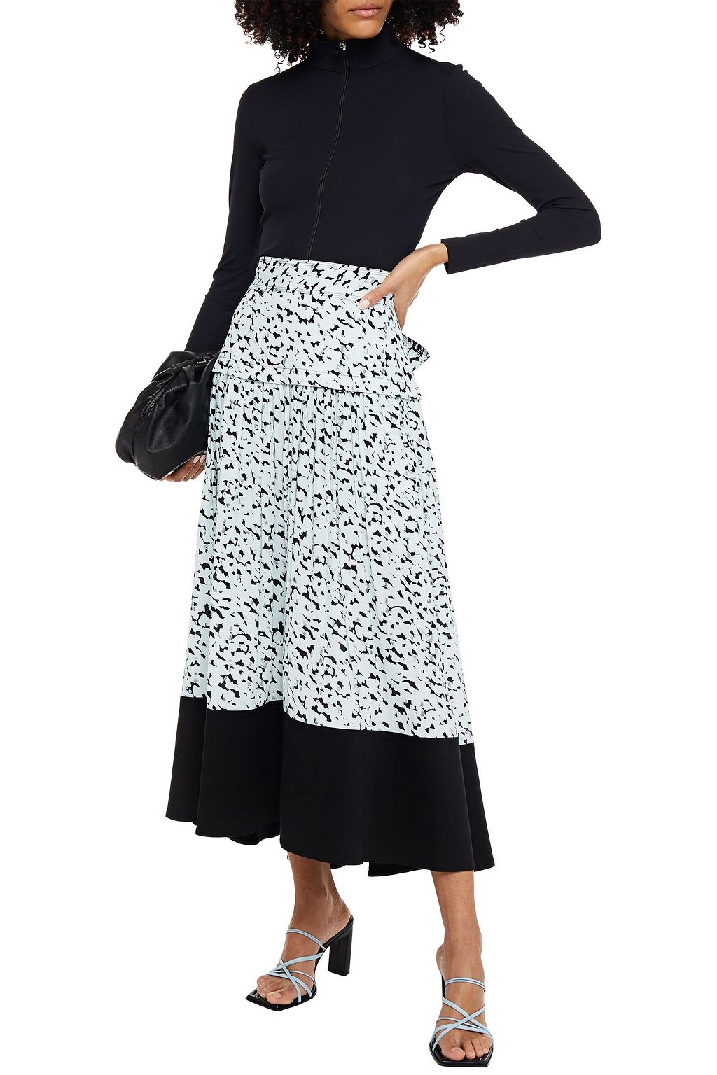 PROENZA SCHOULER Geraffter Midirock aus Crêpe mit Print