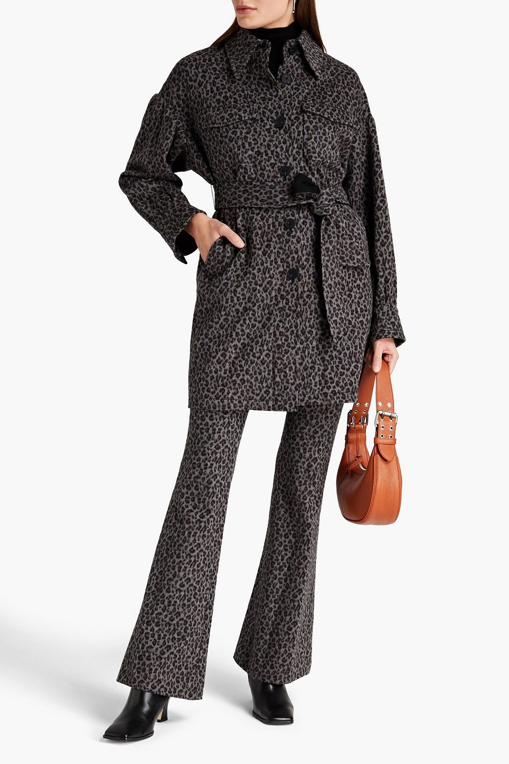 DIANE VON FURSTENBERG Manon leopard-print brushed cotton and wool-blend felt coat