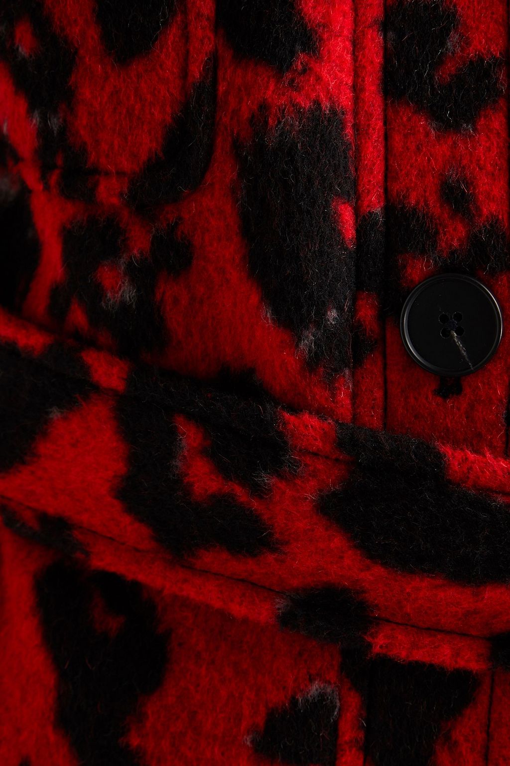 DIANE VON FURSTENBERG Manon 레오파드 프린트 브러시드 울 혼방 벨티드 펠트 코트