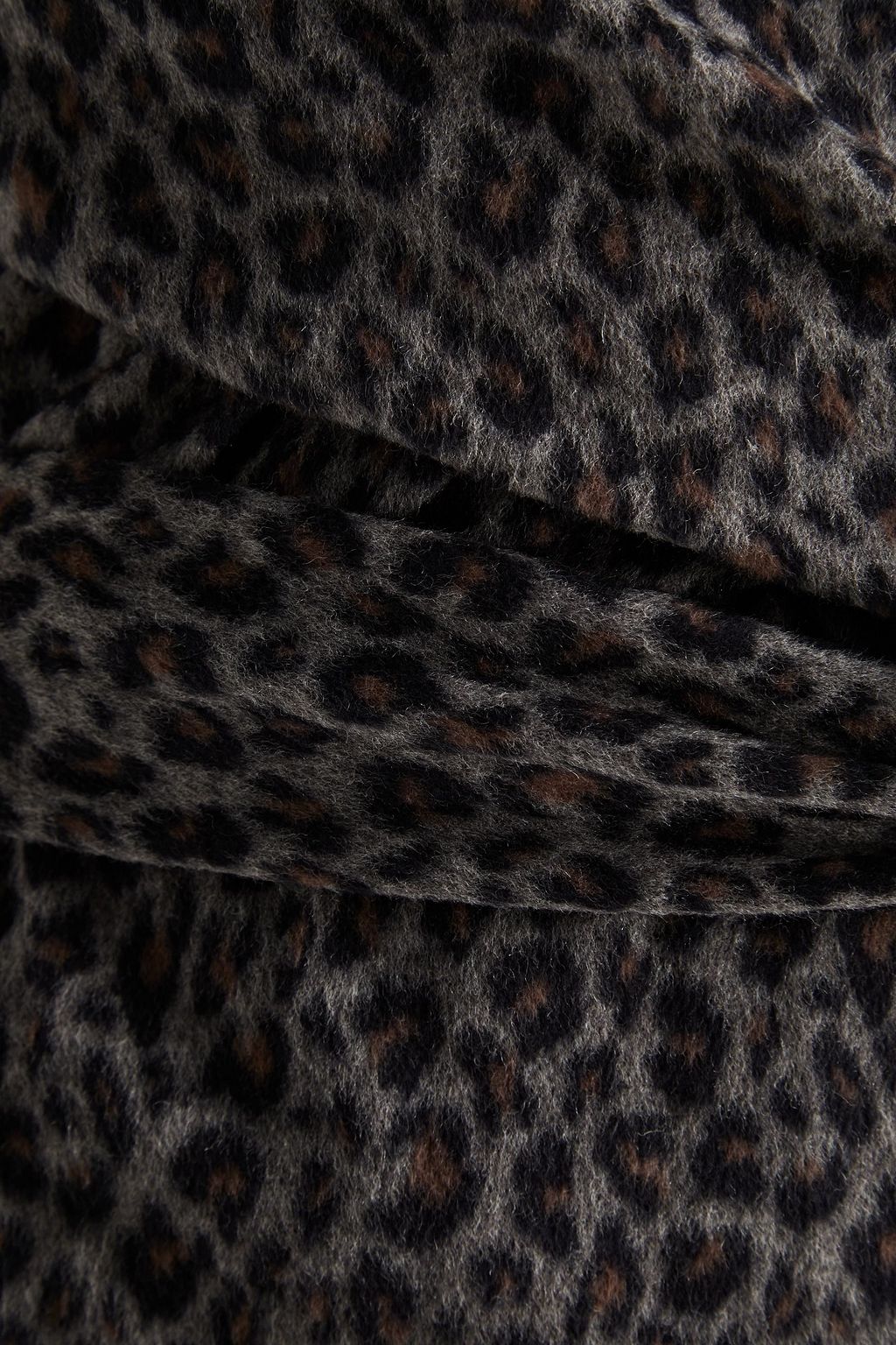 DIANE VON FURSTENBERG 랩 스타일 레오파드 프린트 브러시드 코튼 울 혼방 플란넬 드레스