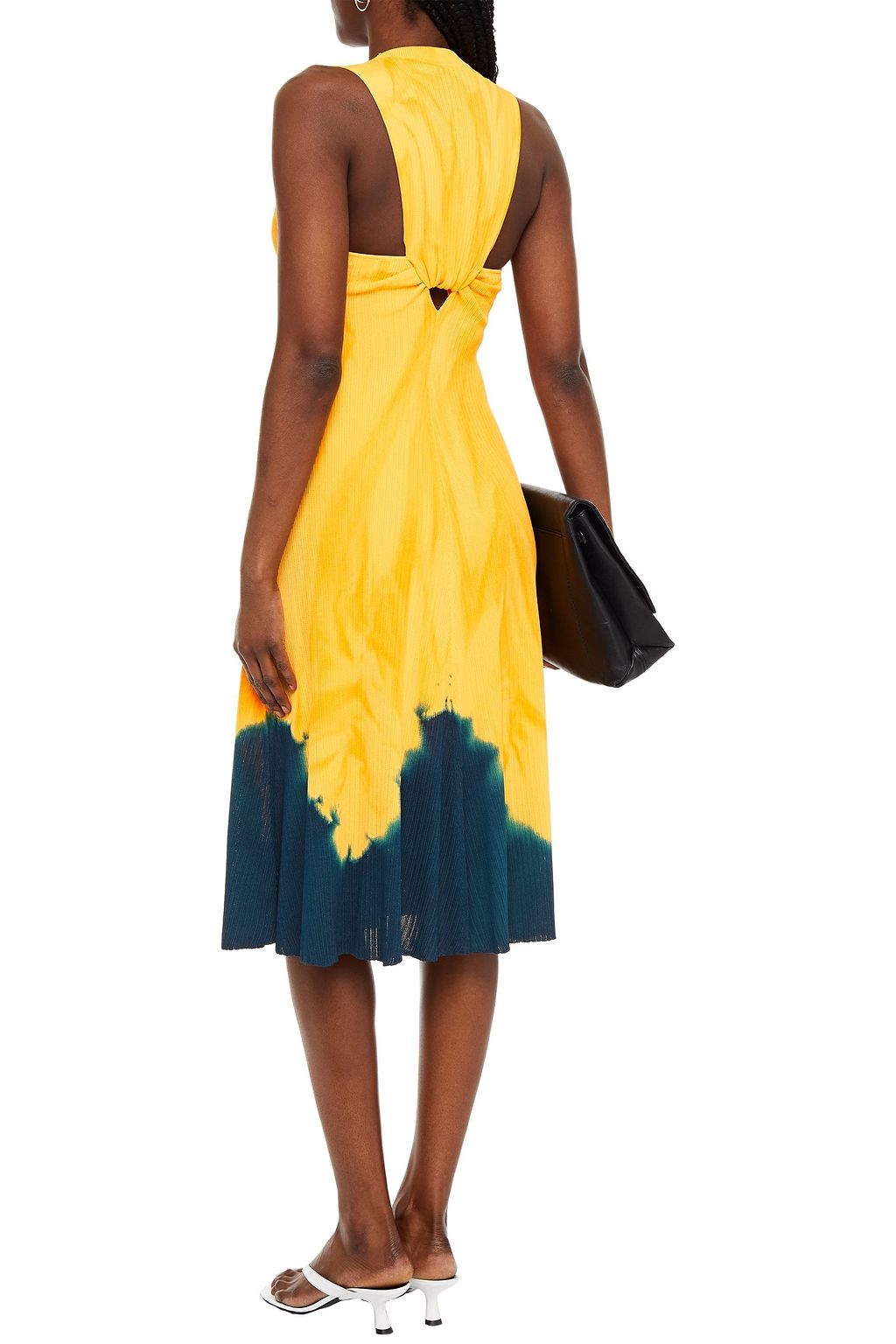 PROENZA SCHOULER Gerafftes Midikleid aus Rippstrick mit Batikmuster