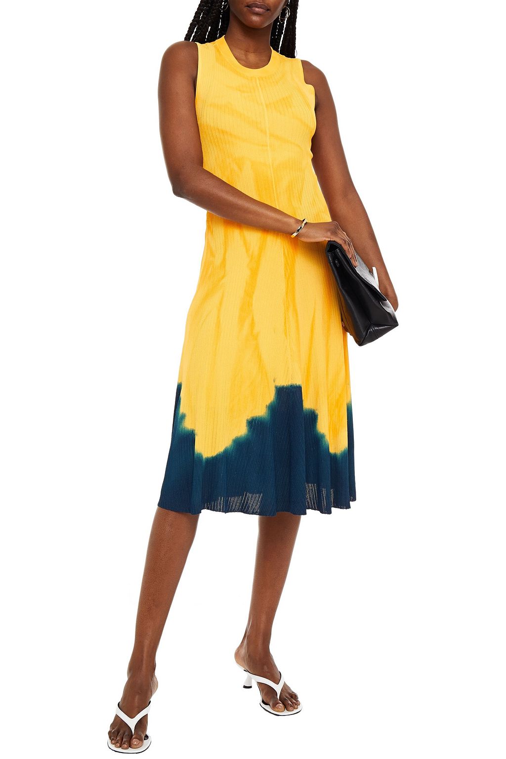 PROENZA SCHOULER Gerafftes Midikleid aus Rippstrick mit Batikmuster