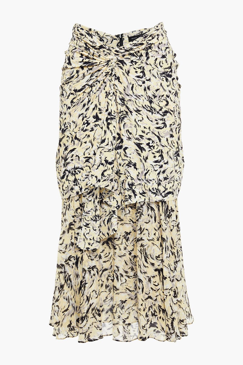 Pastel Yellow Twist Front Layered Printed Georgette Midi Skirt Sale Up To 70 Off The Outnet Proenza Schouler The Outnet