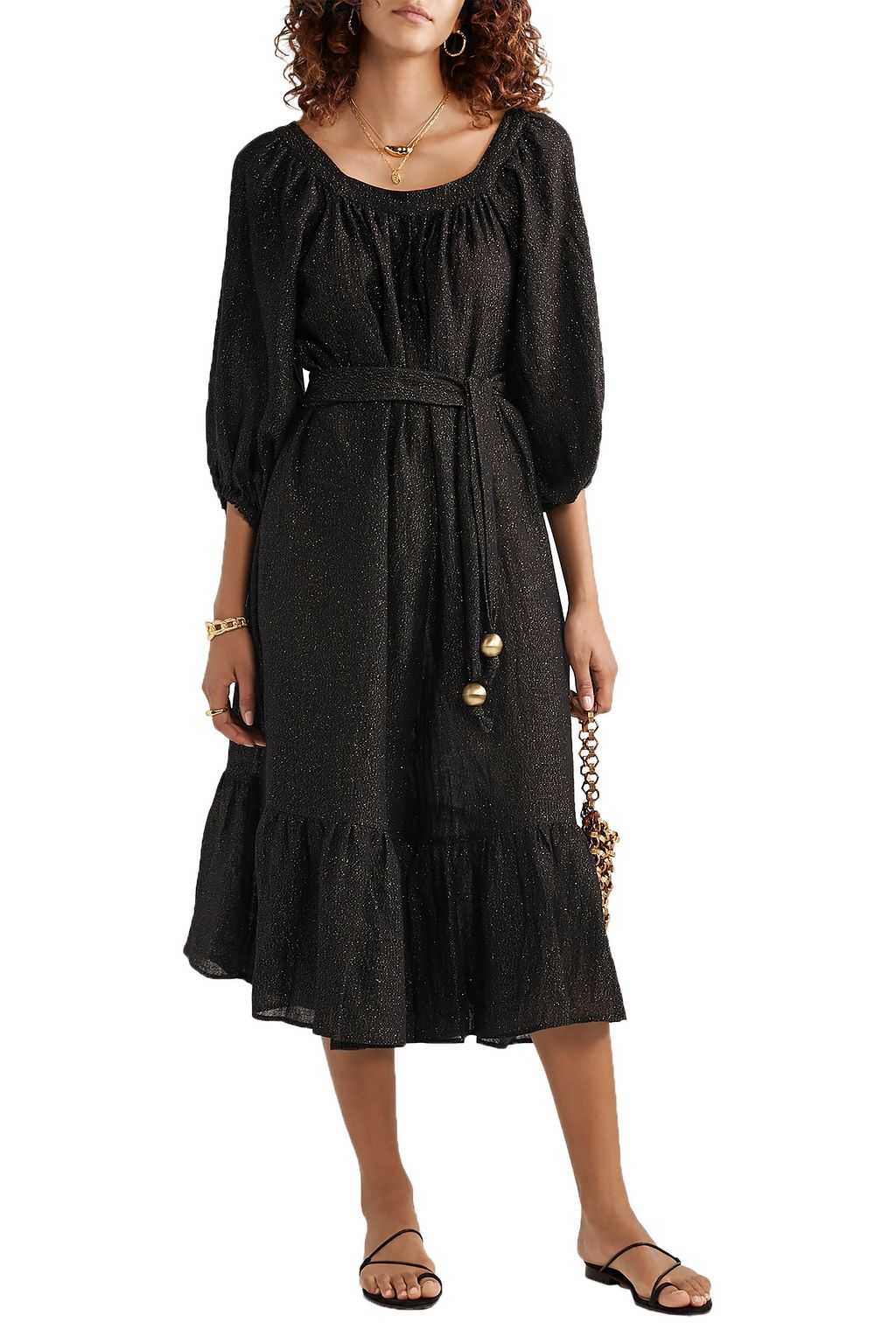 LISA MARIE FERNANDEZ Cropped gathered linen-blend jumpsuit