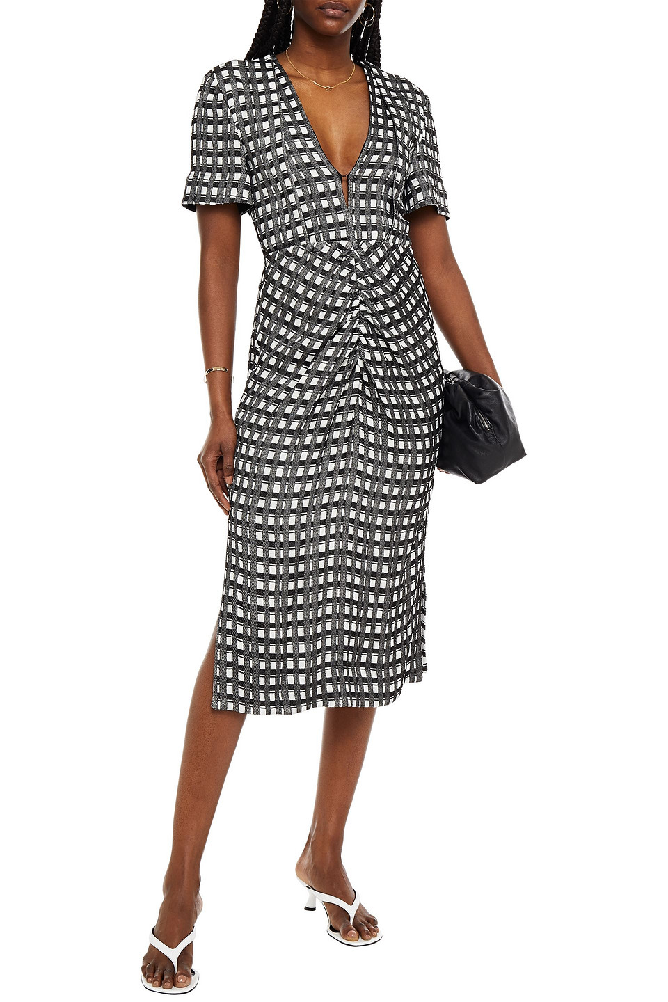 Proenza Schouler Ruched Jacquard-knit Midi Dress In Black