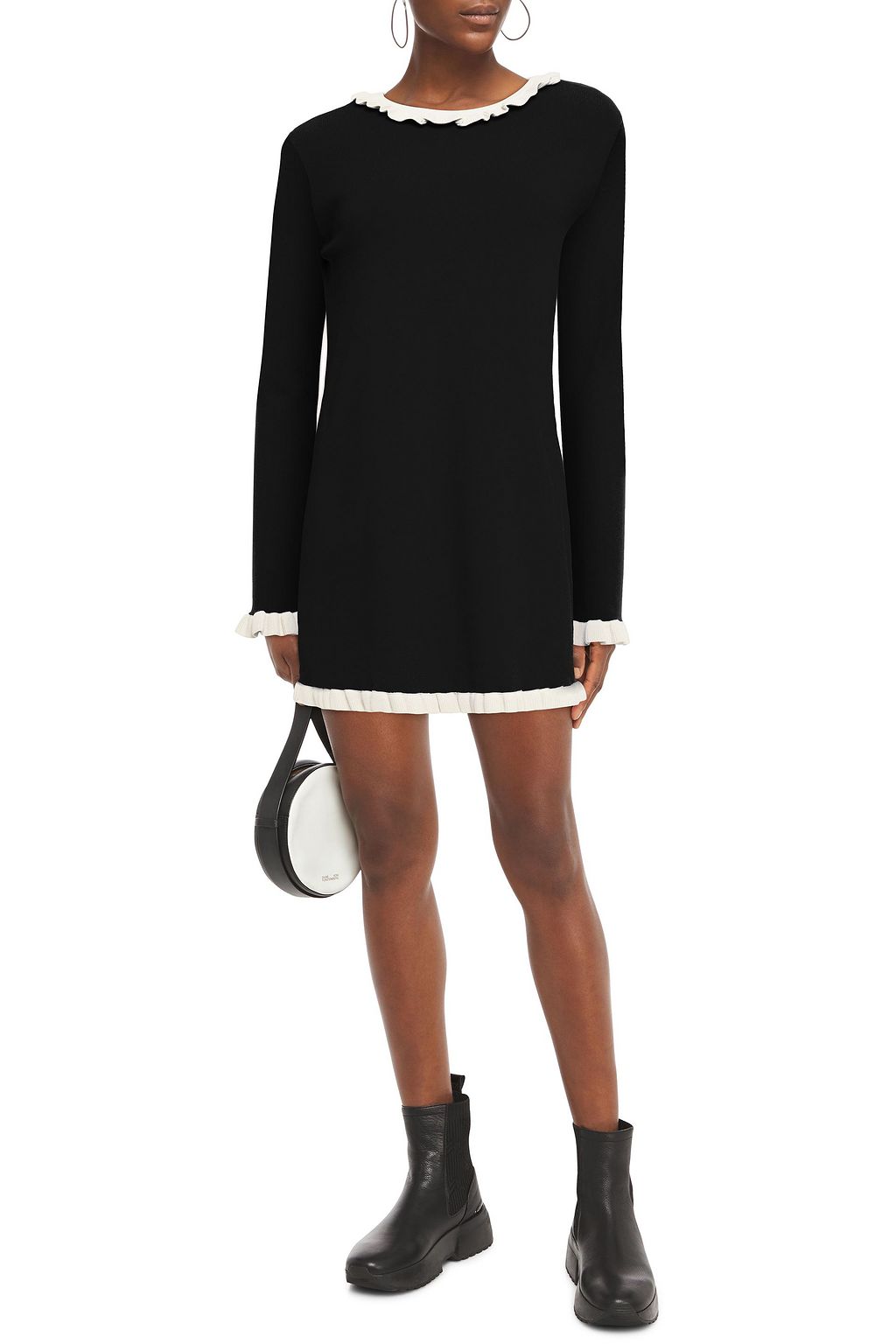 REDVALENTINO Ruffle-trimmed knitted mini dress