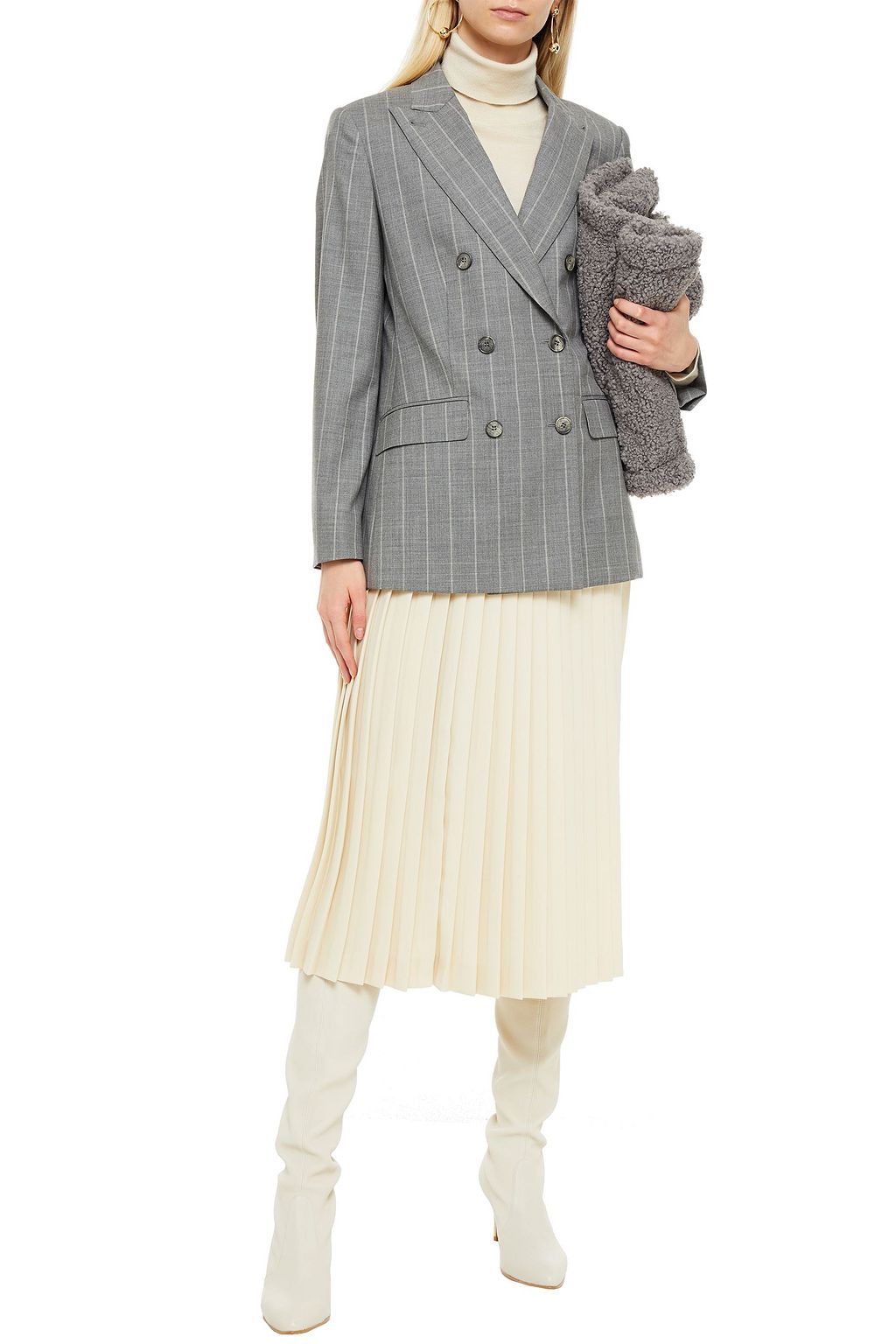 MAX MARA Omero double-breasted pinstriped wool-blend blazer
