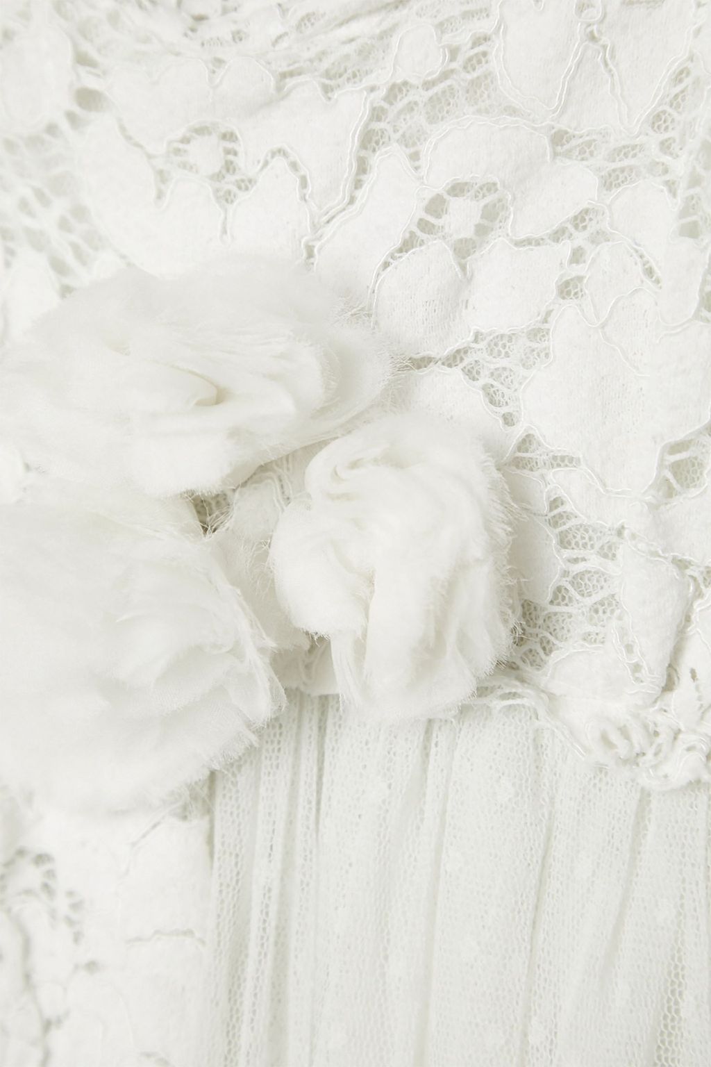 LOVESHACKFANCY Irene appliquéd lace-trimmed Swiss-dot tulle gown