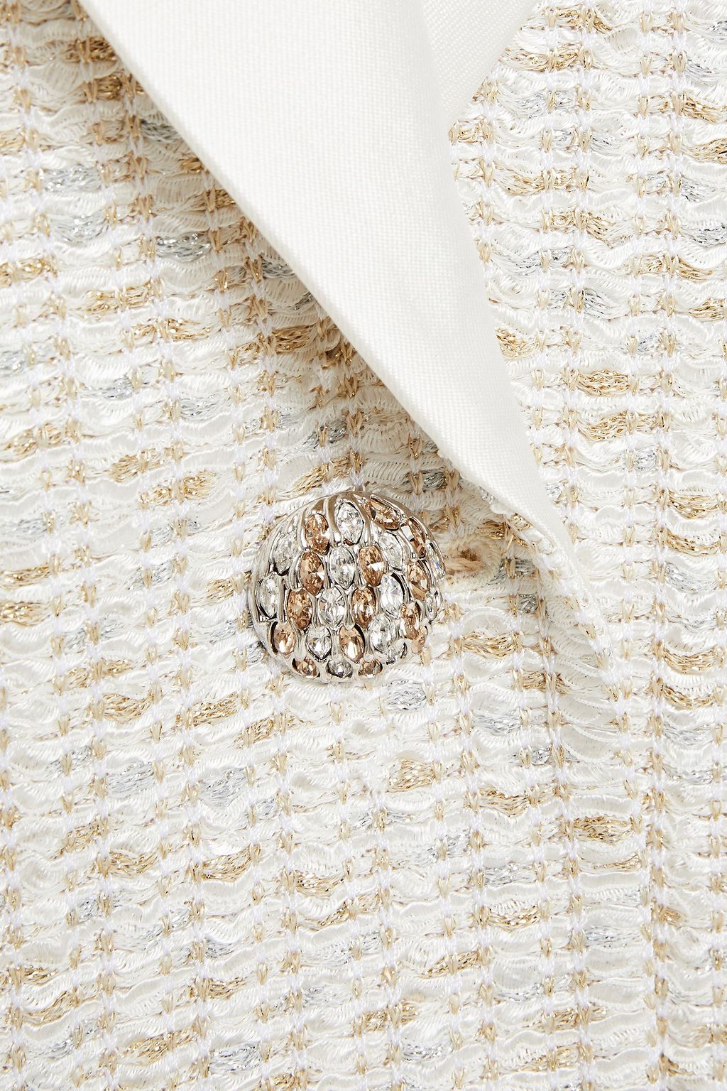ST. JOHN Satin-trimmed metallic tweed blazer