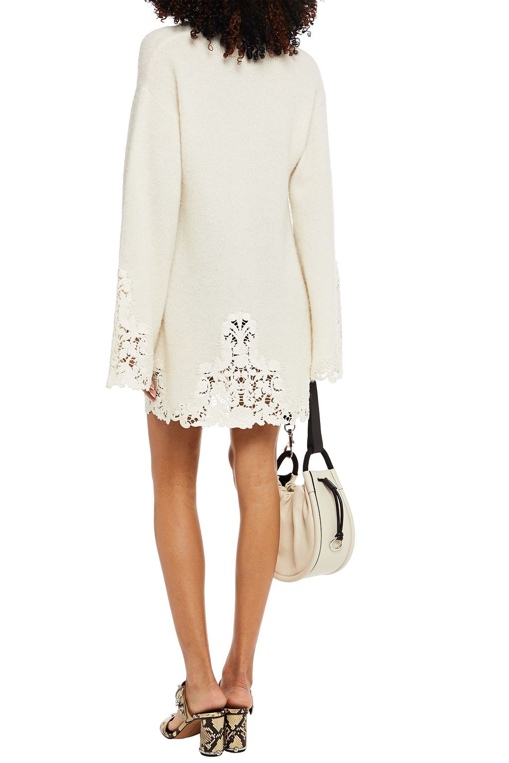 CAMILLA Guipure lace-trimmed alpaca-blend mini dress