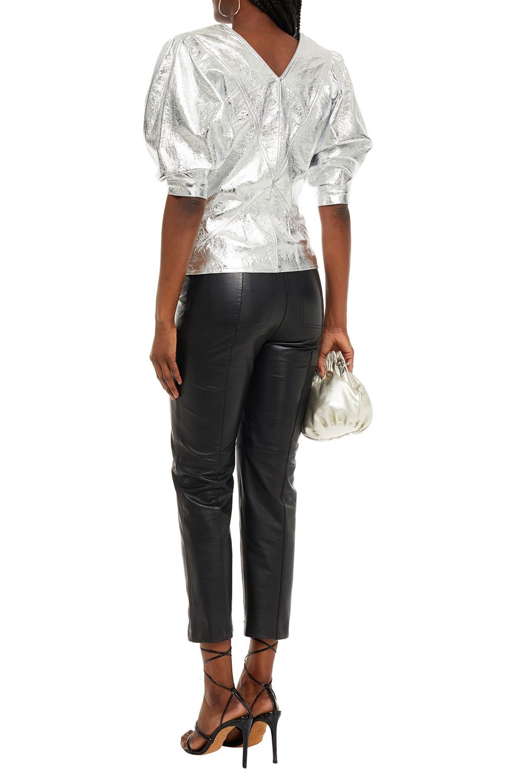 ISABEL MARANT Nolaz metallic textured-leather top