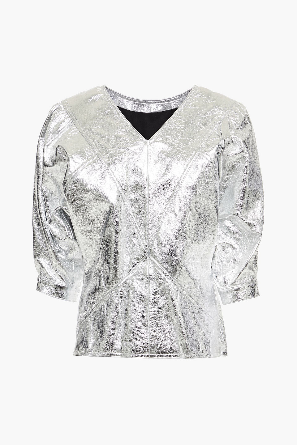 Nolaz metallic textured-leather top