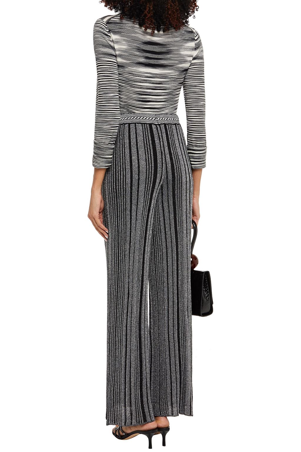 CAMILLA Metallic ribbed-knit wide-leg pants