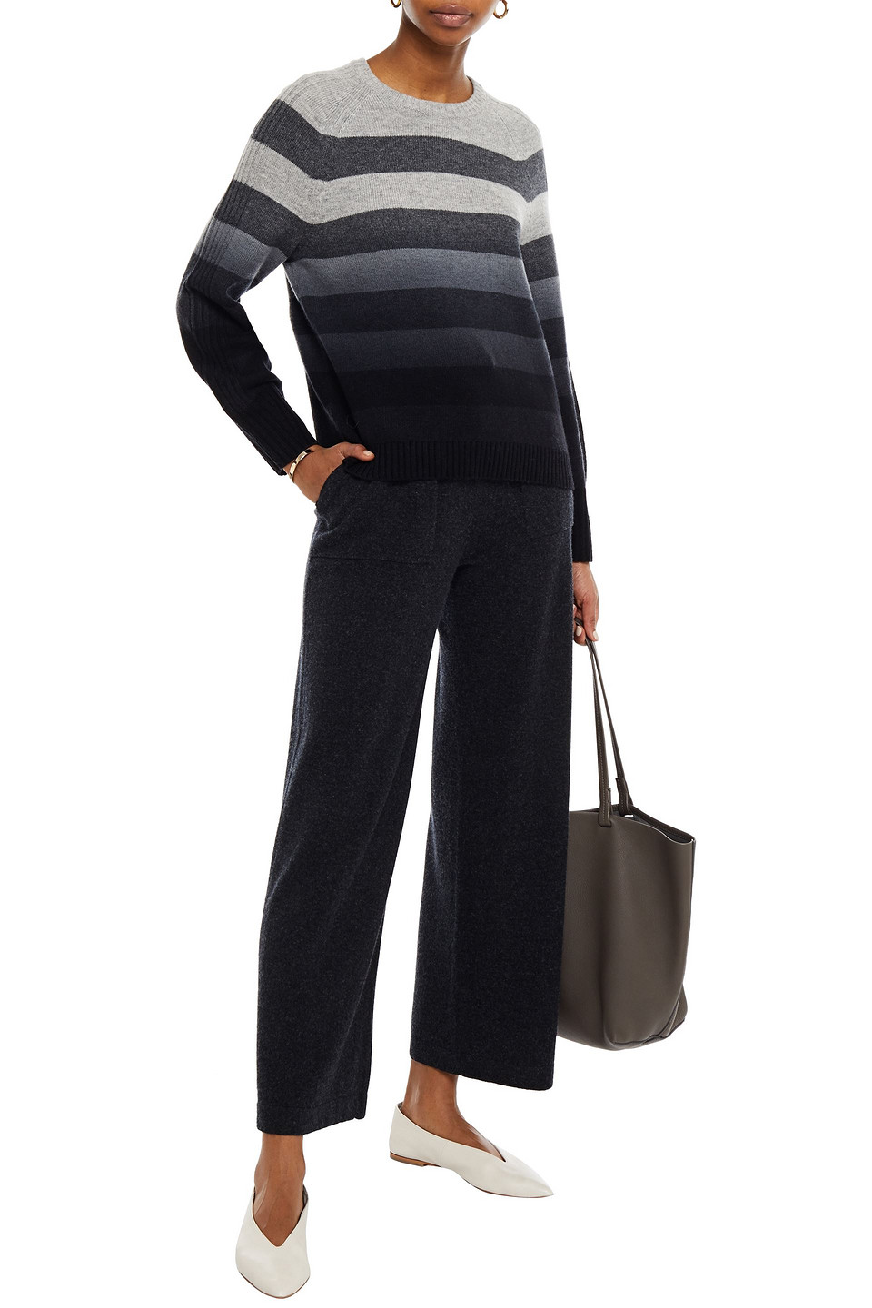 Naadam Striped Dégradé Wool And Cashmere-blend Jumper In Grey