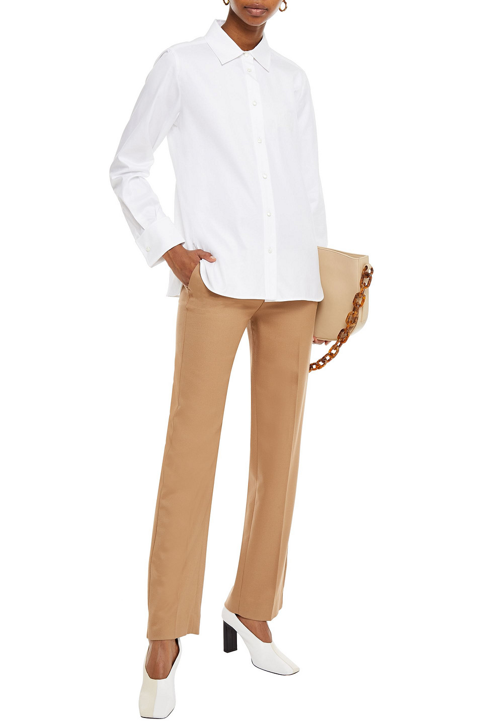 Max Mara Cotton And Silk-blend Twill Shirt In White