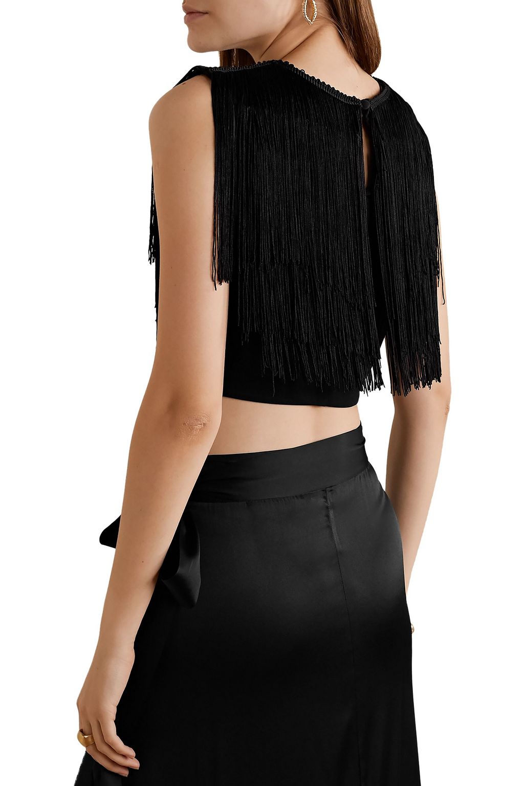 MIGUELINA Adisa cropped fringed jersey top