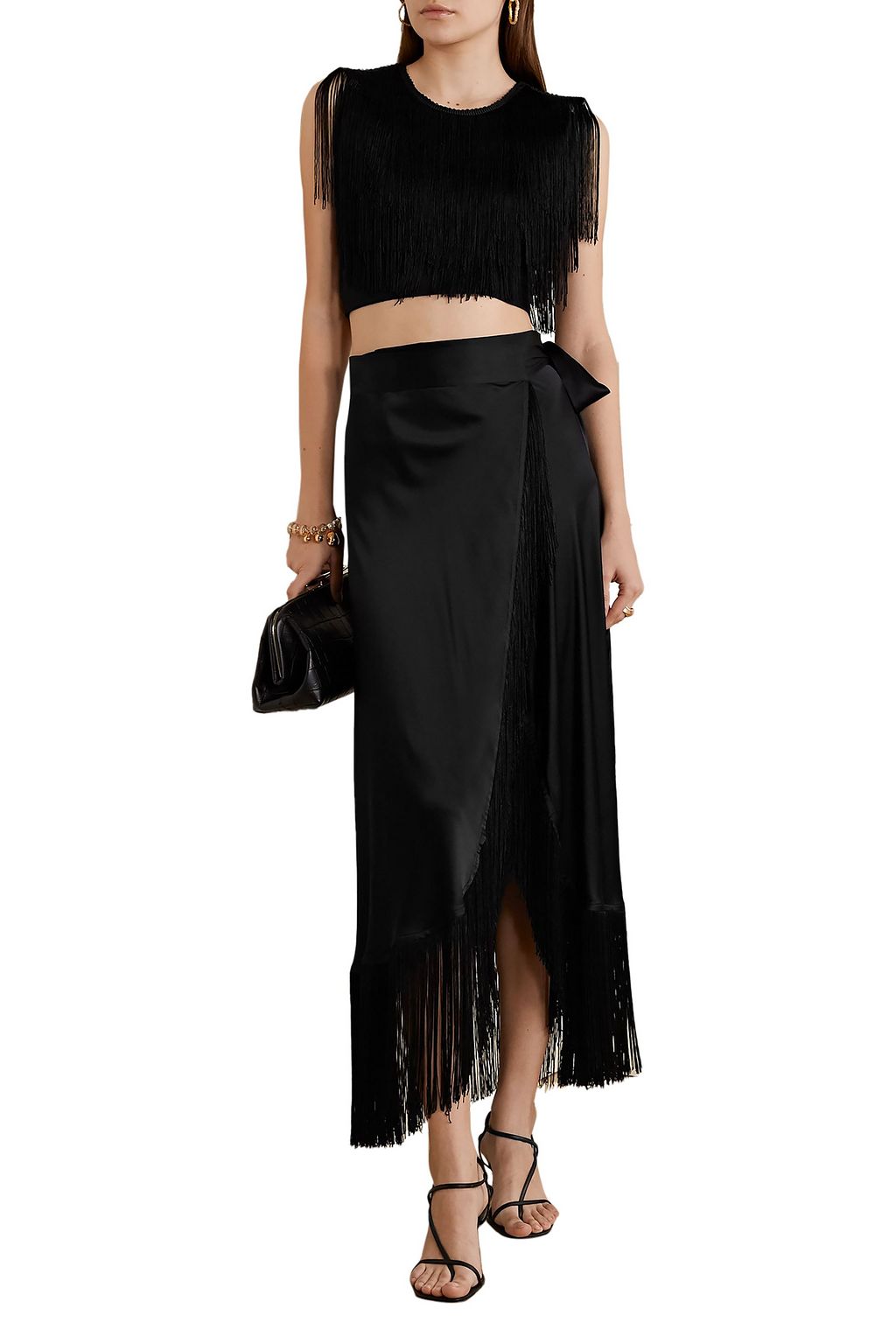 MIGUELINA Adisa cropped fringed jersey top