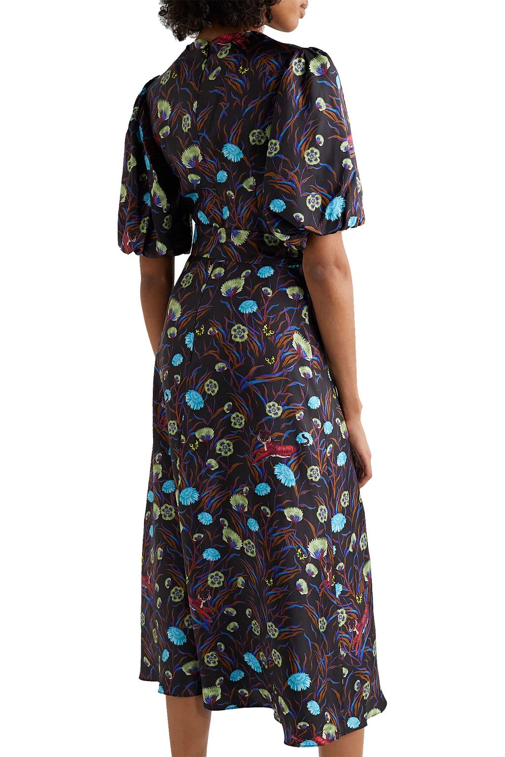BORGO DE NOR Romini belted printed silk-satin twill midi dress