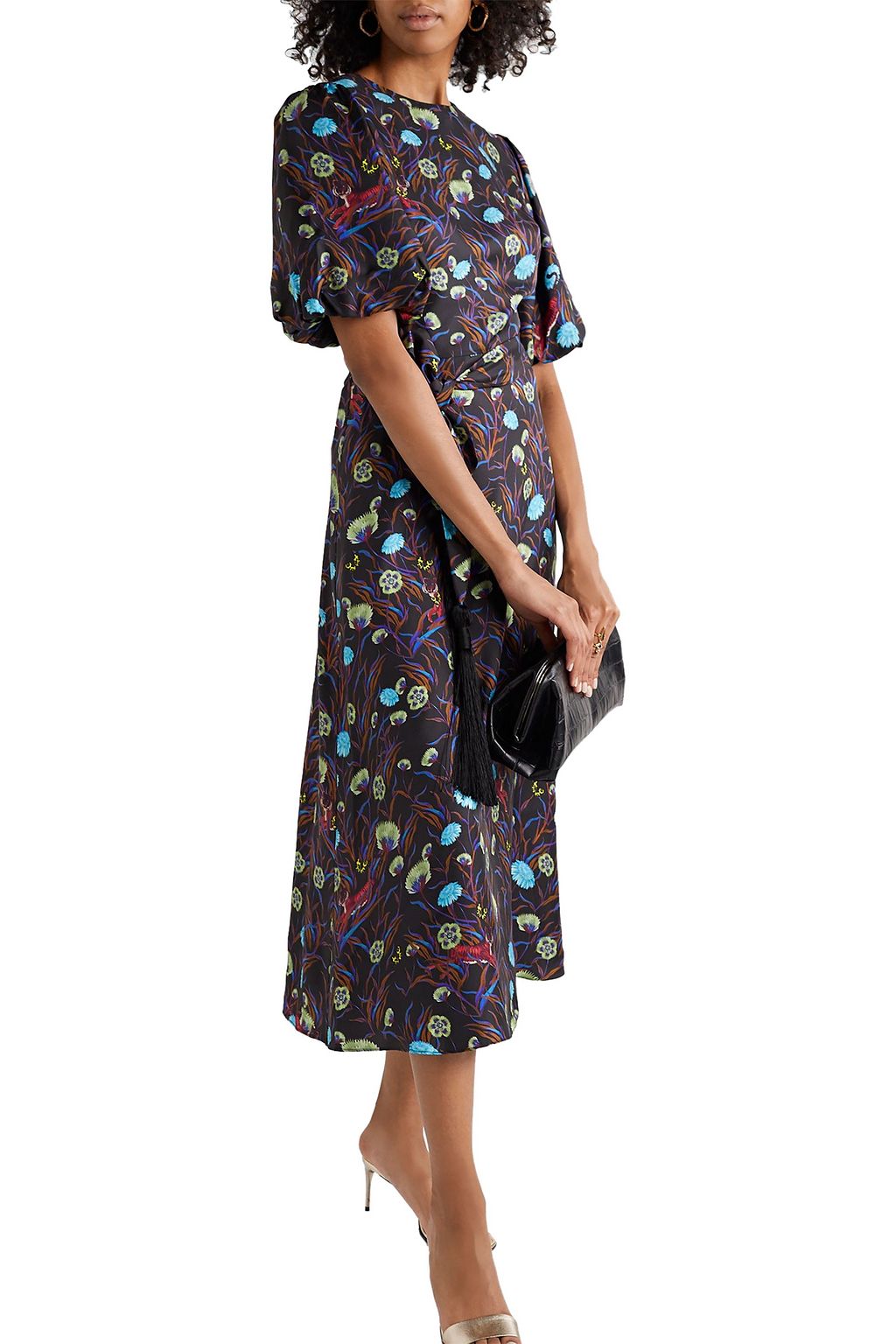 BORGO DE NOR Romini belted printed silk-satin twill midi dress