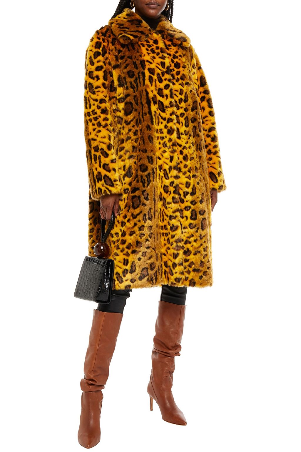 STAND STUDIO Oversized faux fur leopard-print coat