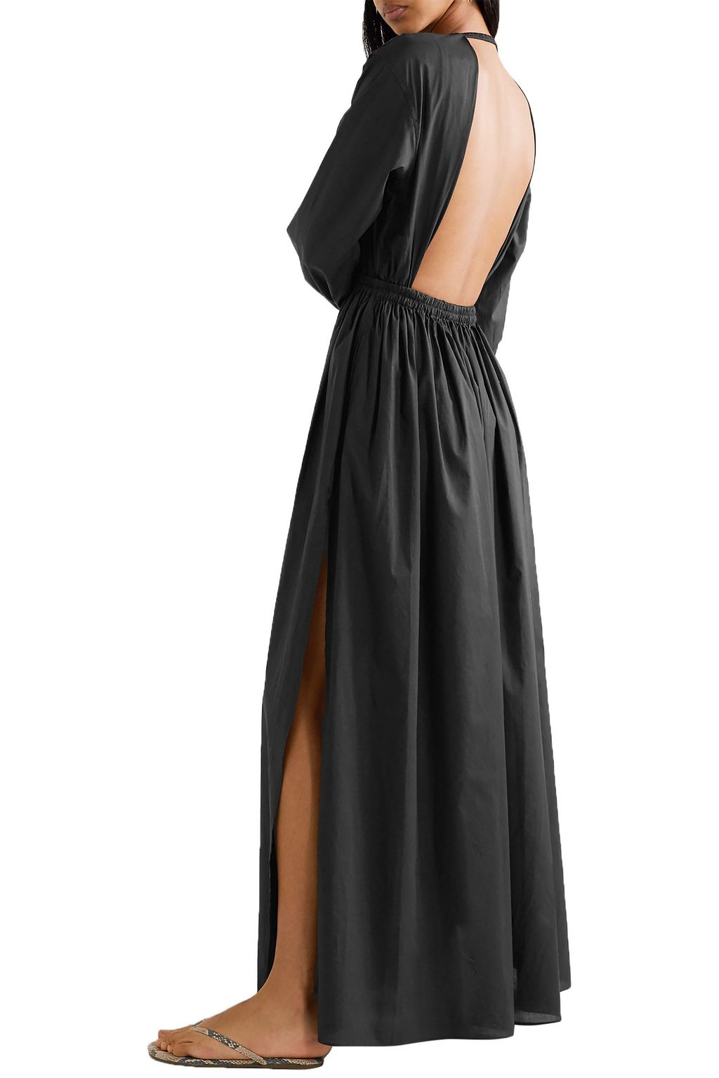 MATTEAU Open-back floral-print cotton-poplin maxi dress