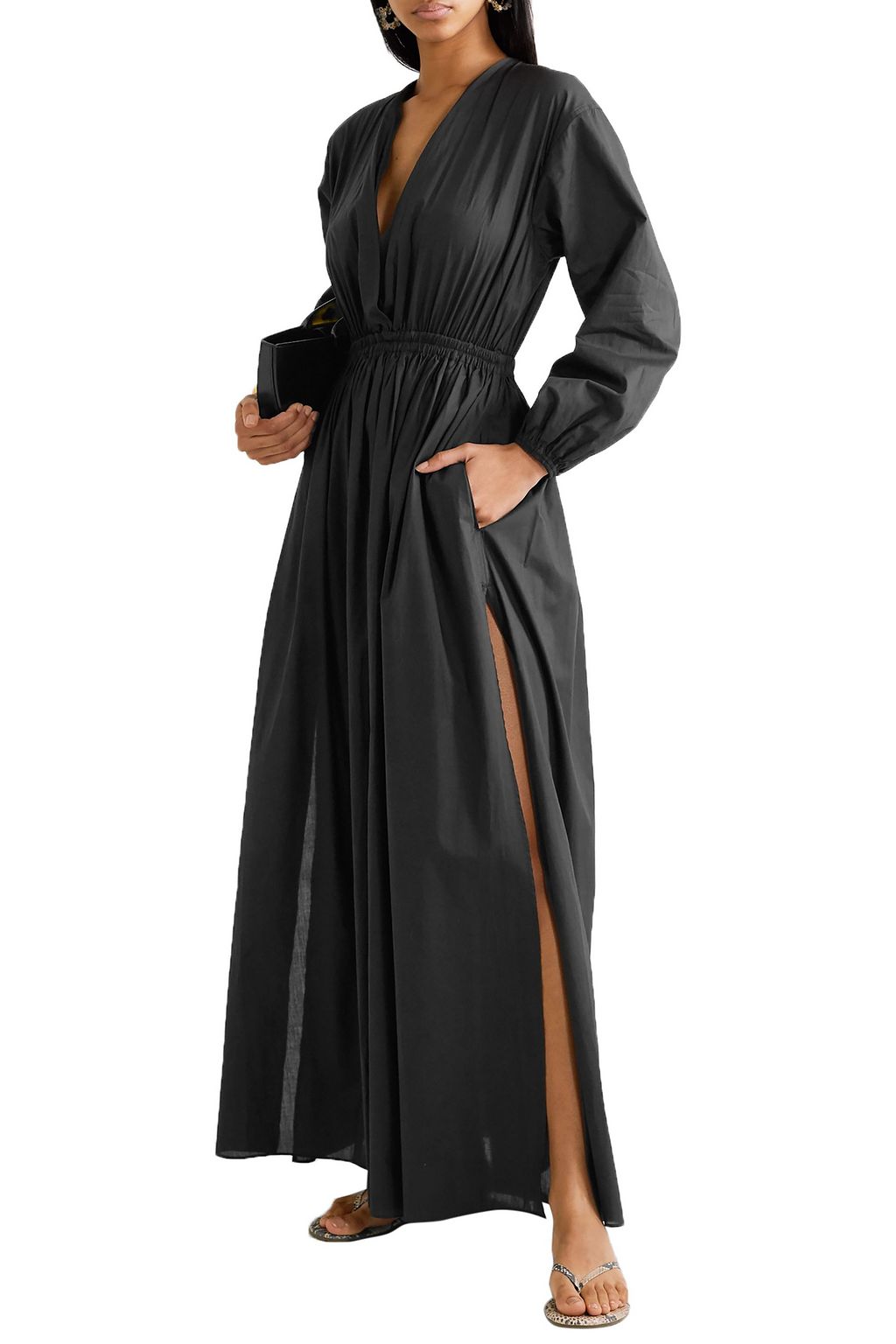 MATTEAU Open-back floral-print cotton-poplin maxi dress