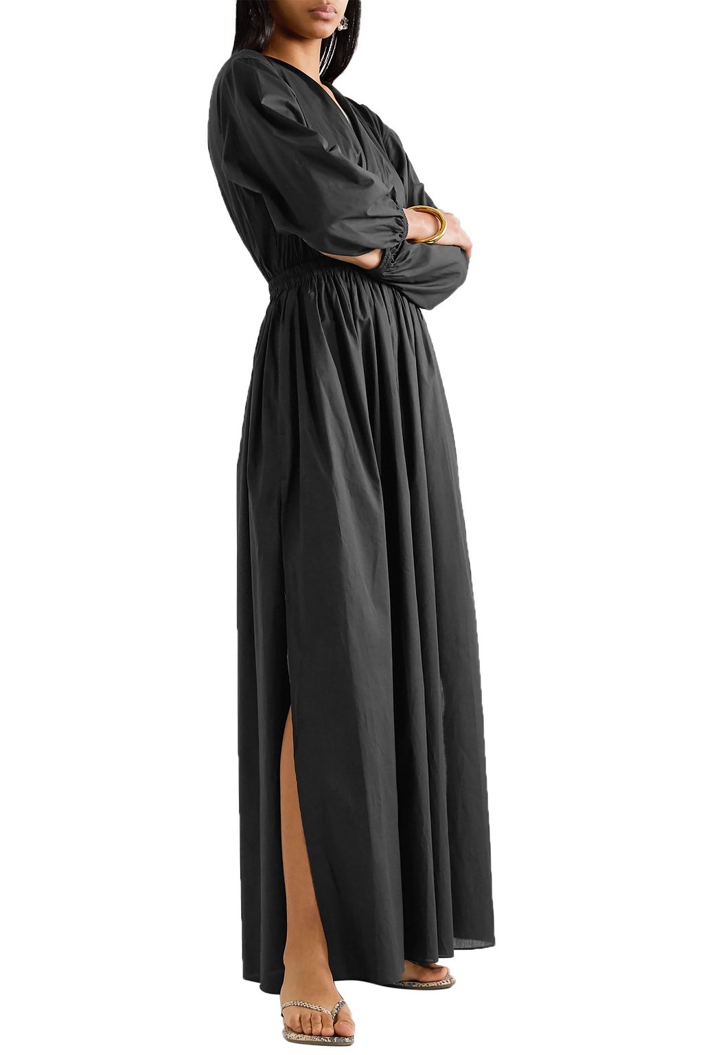 MATTEAU Open-back floral-print cotton-poplin maxi dress