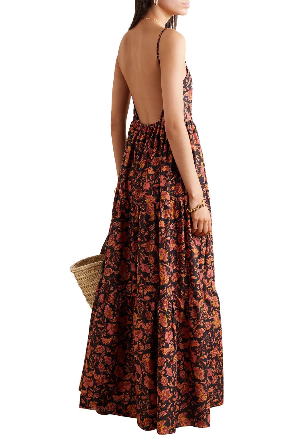 MATTEAU Tiered floral-print cotton-poplin maxi dress