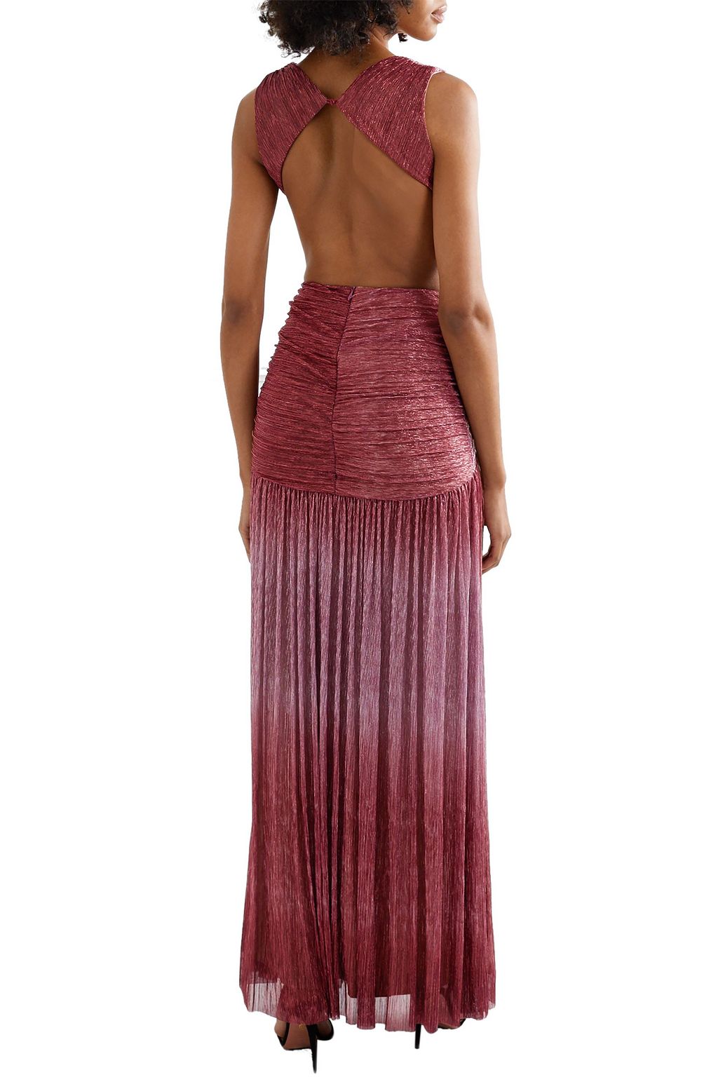 PATBO Cutout twist-front ombré Lurex maxi dress