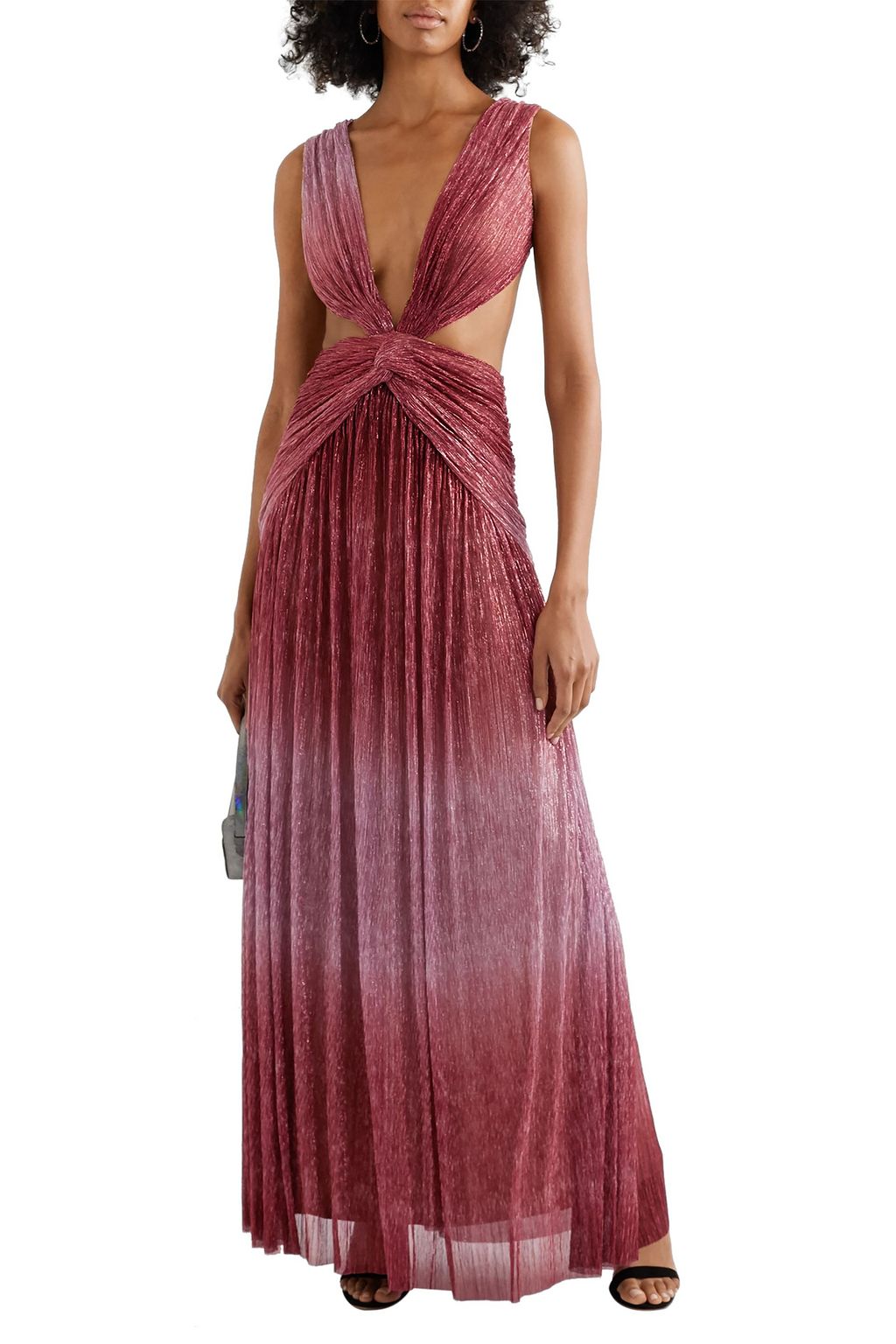 PATBO Cutout twist-front ombré Lurex maxi dress