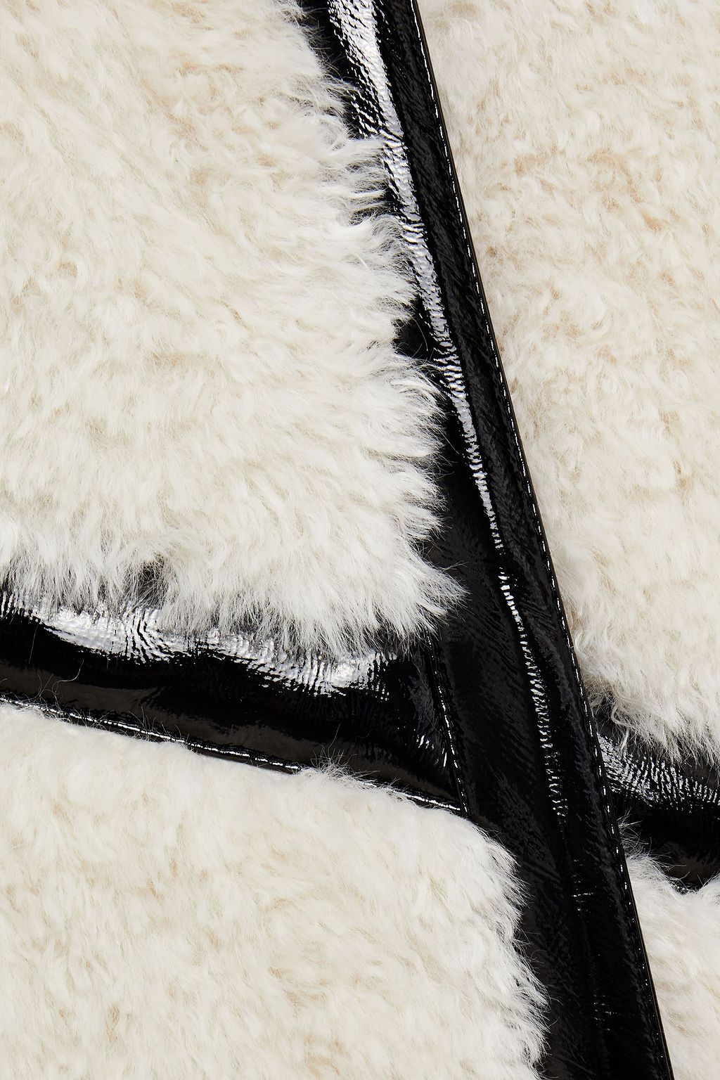 STAND STUDIO Cleo faux patent leather-trimmed faux shearling coat