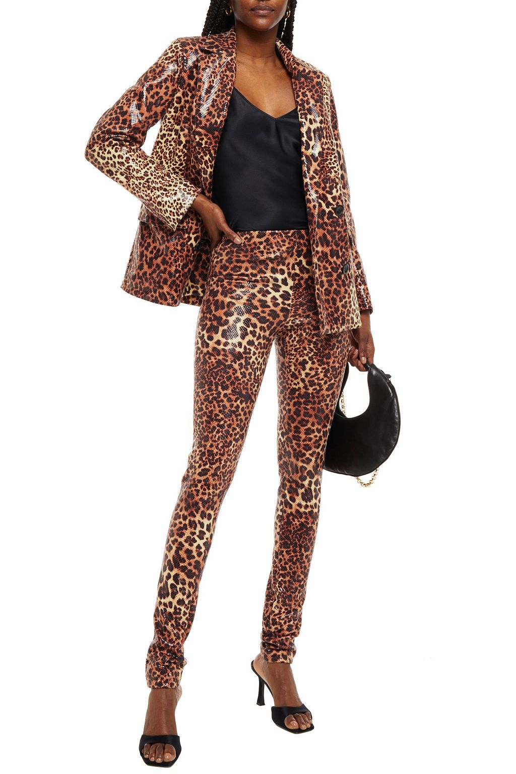 STAND STUDIO Leopard-print faux snake-effect leather skinny pants