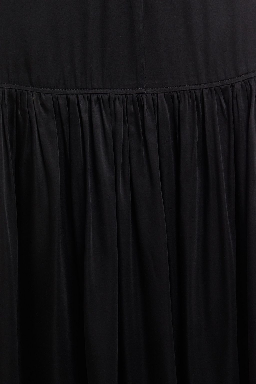 LVIR Gathered belted satin midi skirt