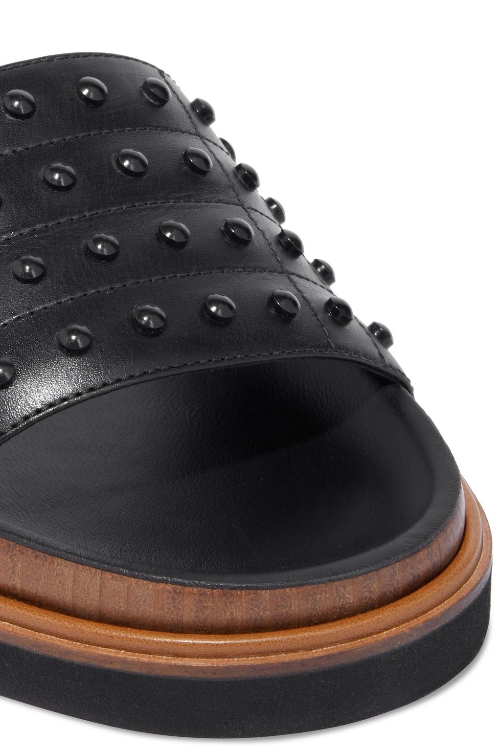 TOD'S شبشب سلايدز من الجلد مزين بقطع معدنية