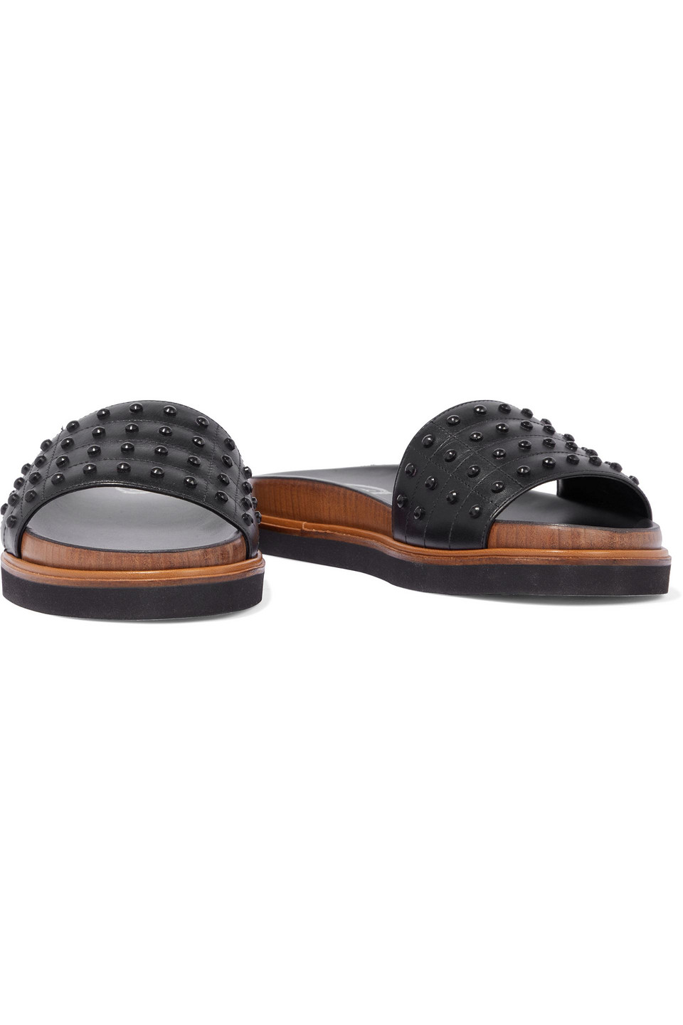 Tod's Gommino Studded Quilted Leather Slides In Black