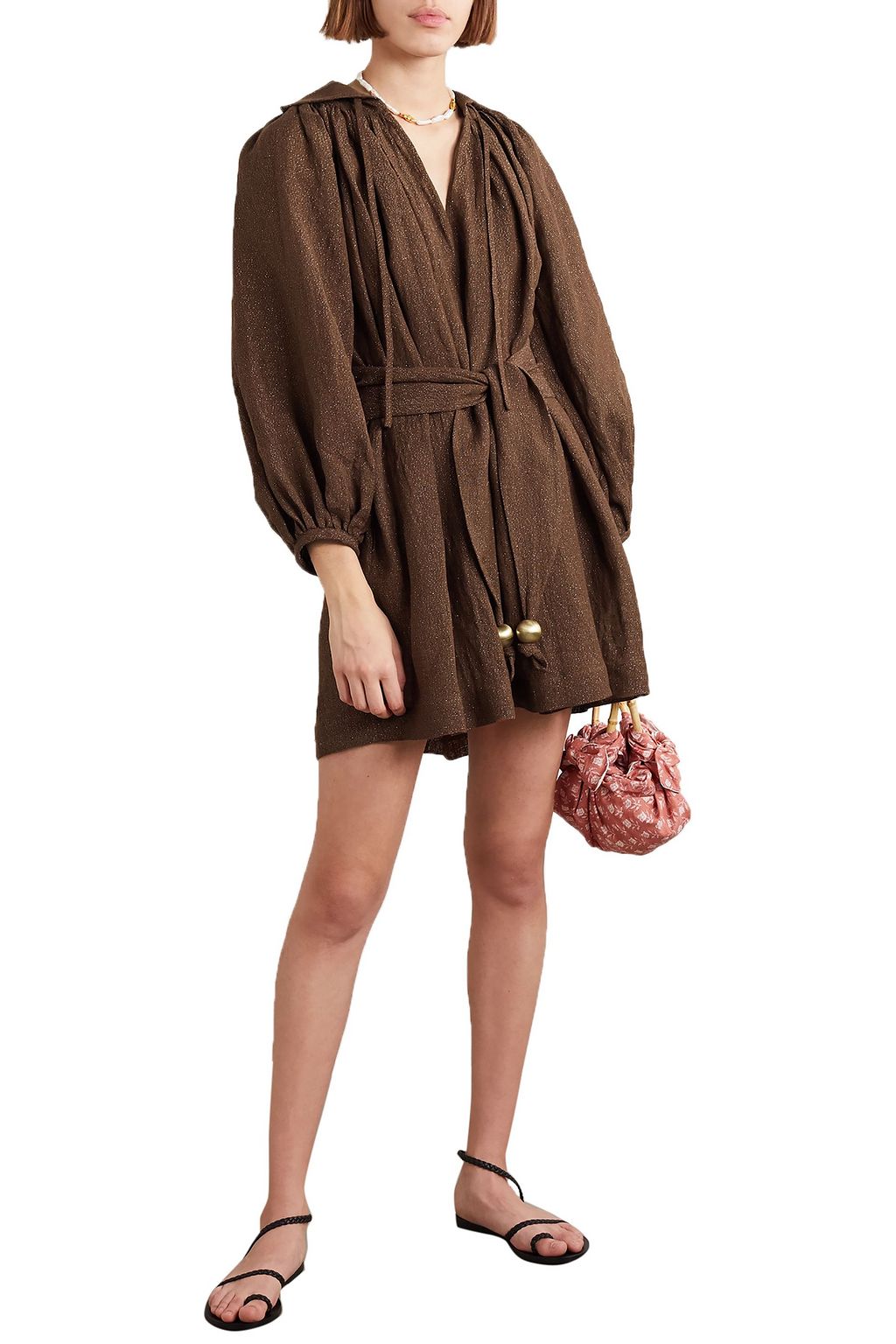 LISA MARIE FERNANDEZ Poet metallic linen-blend gauze mini dress