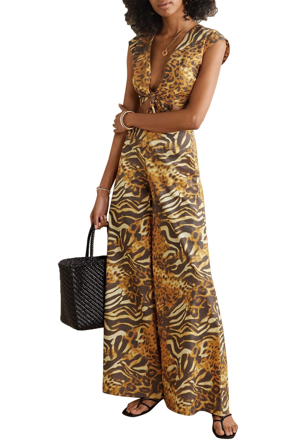 MIGUELINA Pamela animal-print cotton-poplin wide-leg pants