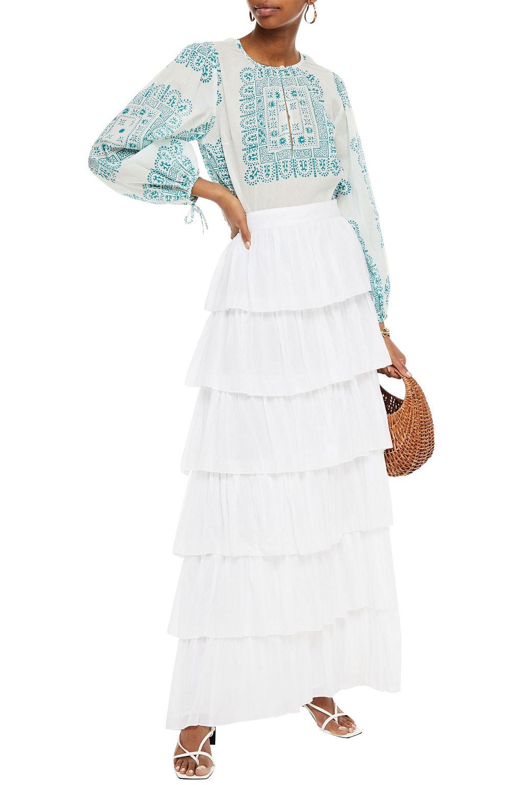 ANTIK BATIK Baila tiered cotton-voile maxi skirt