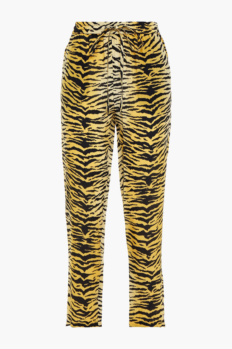 Redvalentino Woman Tiger-print Silk Crepe De Chine Tapered Pants Animal Print Size 40