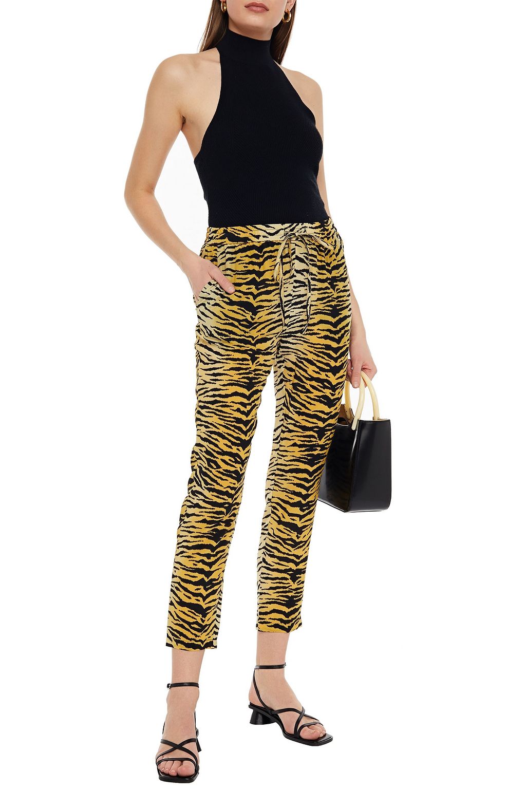 REDVALENTINO Tiger-print silk crepe de chine tapered pants