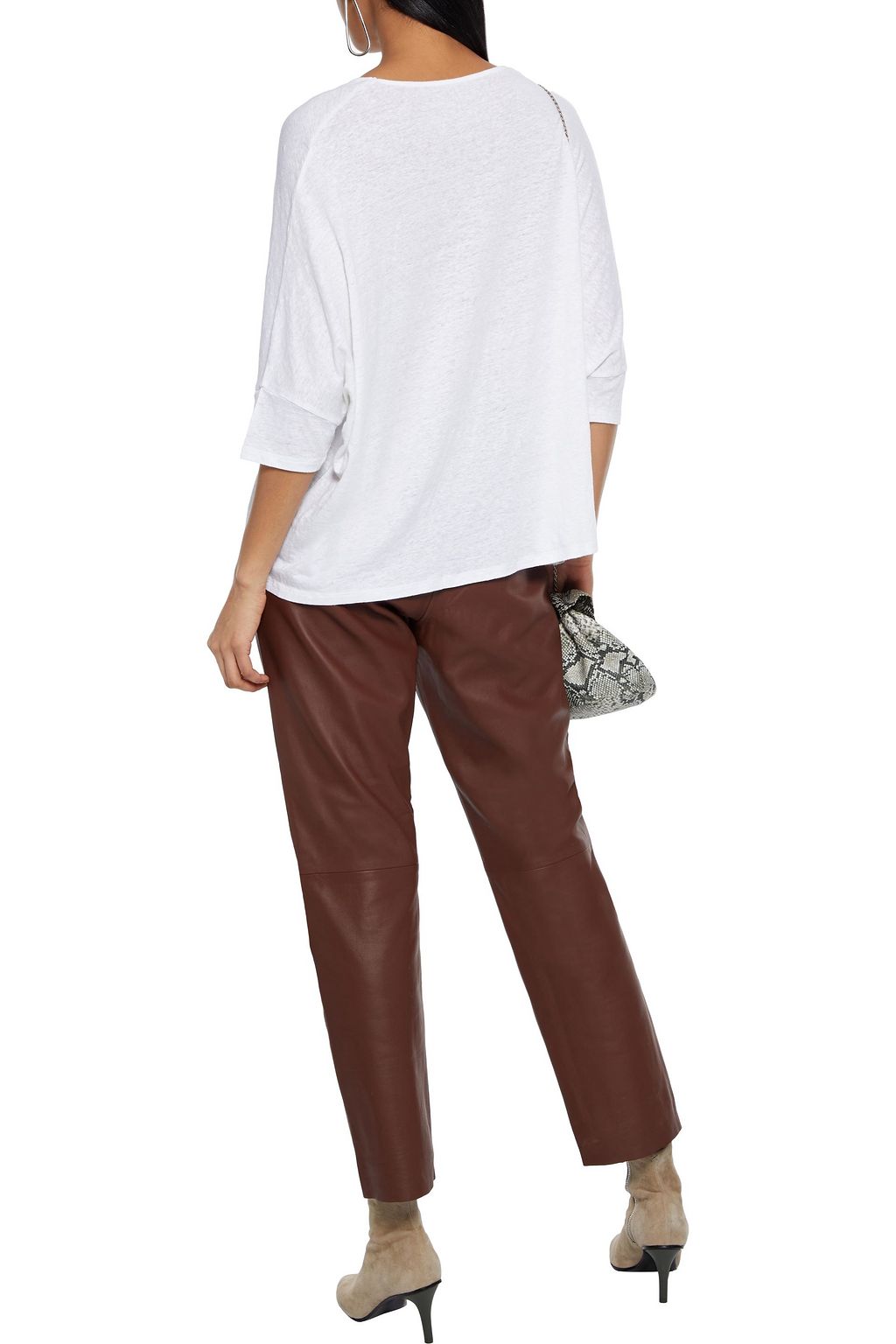 MAJESTIC FILATURES Oversized slub stretch-linen jersey top