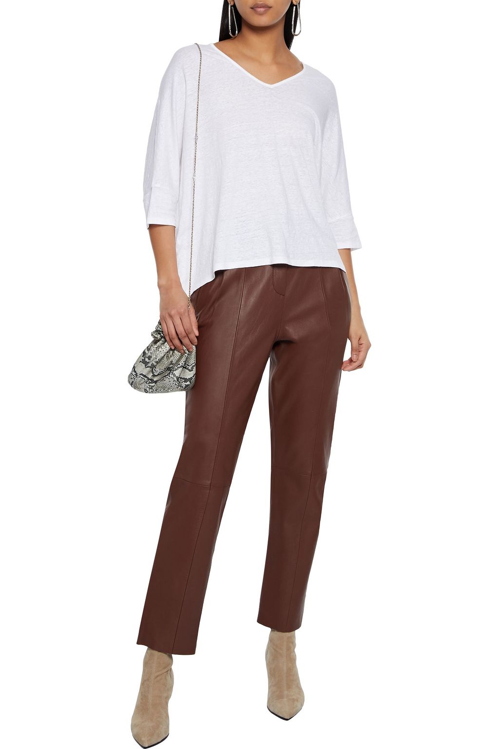 MAJESTIC FILATURES Oversized slub stretch-linen jersey top