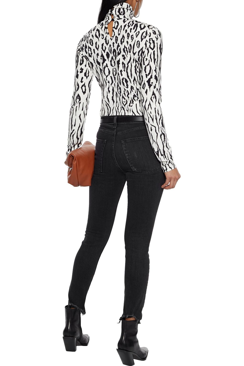 NILI LOTAN Distressed mid-rise skinny jeans
