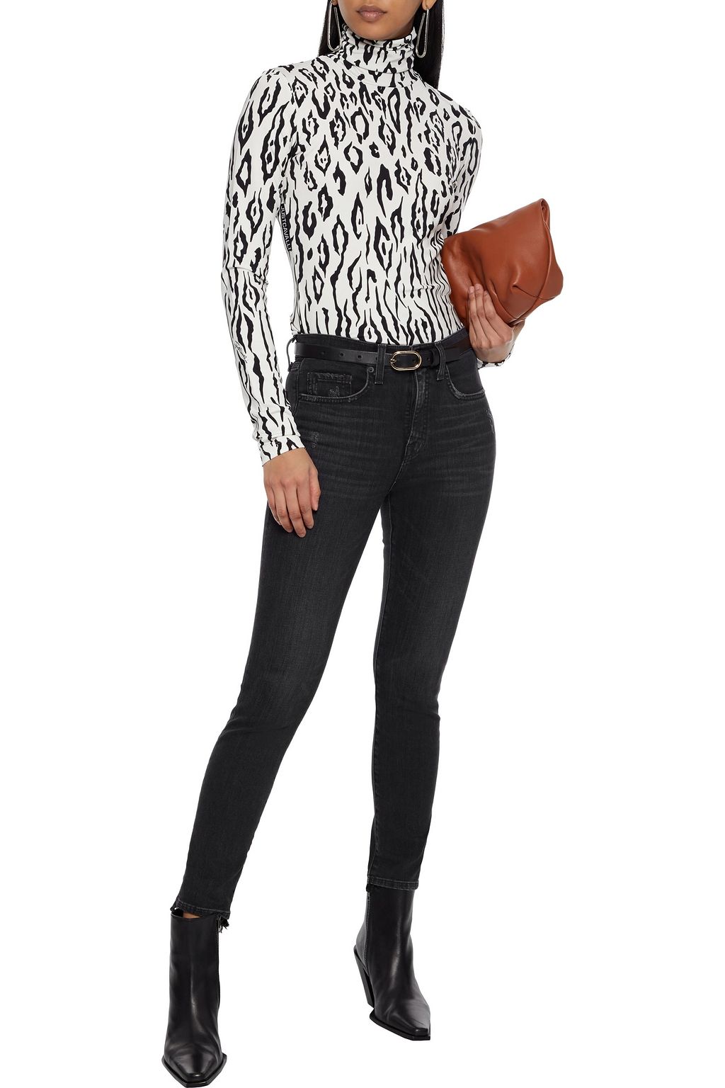 NILI LOTAN Distressed mid-rise skinny jeans
